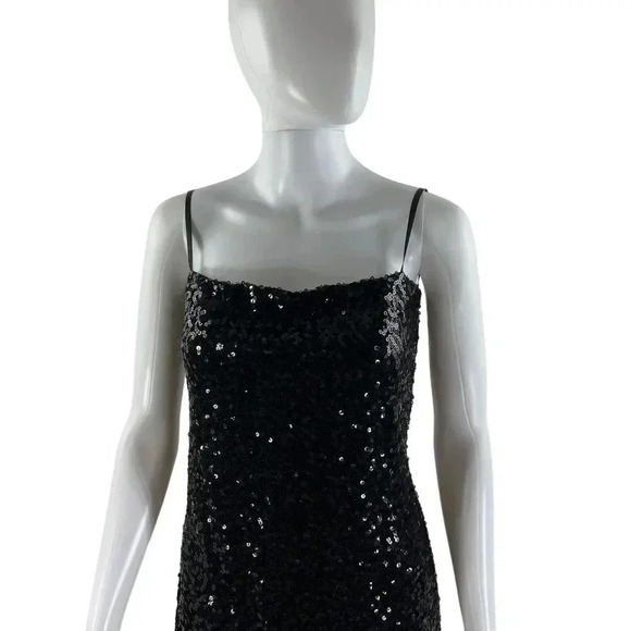 Body Central Womens M Black Mini Bodycon Stretch Sequined Party Dress Coquette - Picture 8 of 16